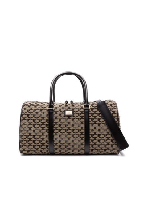 ELISABETTA FRANCHI logo-plaque monogram-jacquard luggage bag