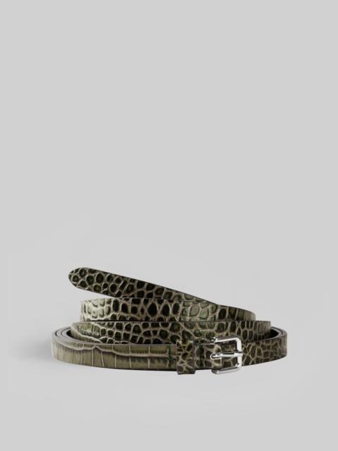 The Frankie Shop Eyam Croc-Effect Leather Belt - Olive