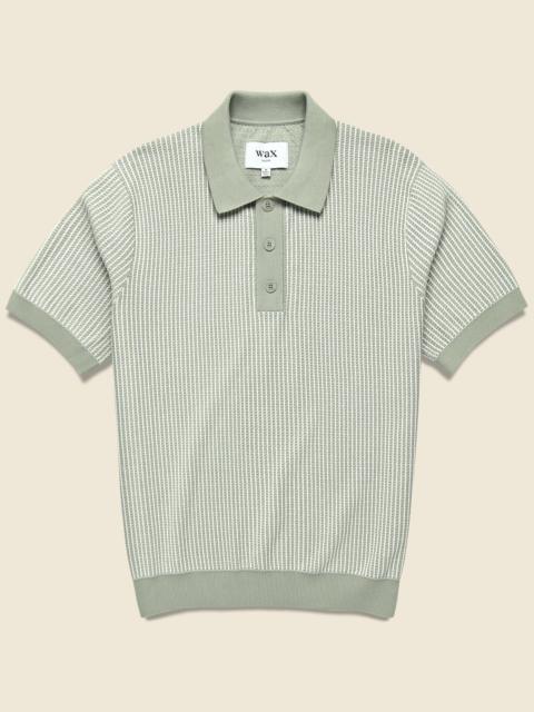 Wax London Ladder Stripe Turin Polo - Light Khaki