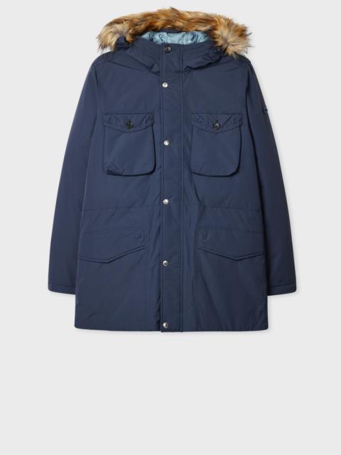Paul Smith Navy Down Parka with Faux Fur Hood