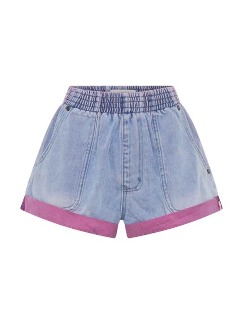 ONE TEASPOON Hunters Mid Waist Boyfriend Elasticated Denim Shorts - Cheeky Blue