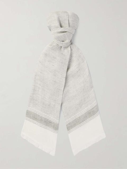 Fringed Striped Linen Scarf