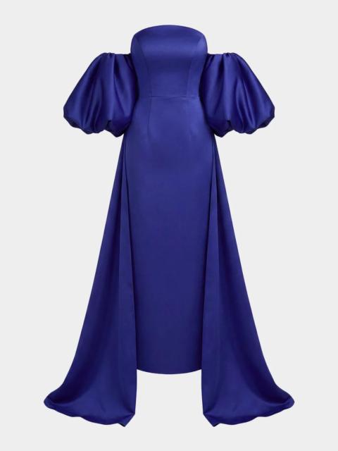 MAC DUGGAL Satin Strapless Cape Gown