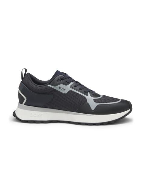 BOSS MIXED-MATERIAL TRAINERS WITH MESH DETAILS AND BRANDING