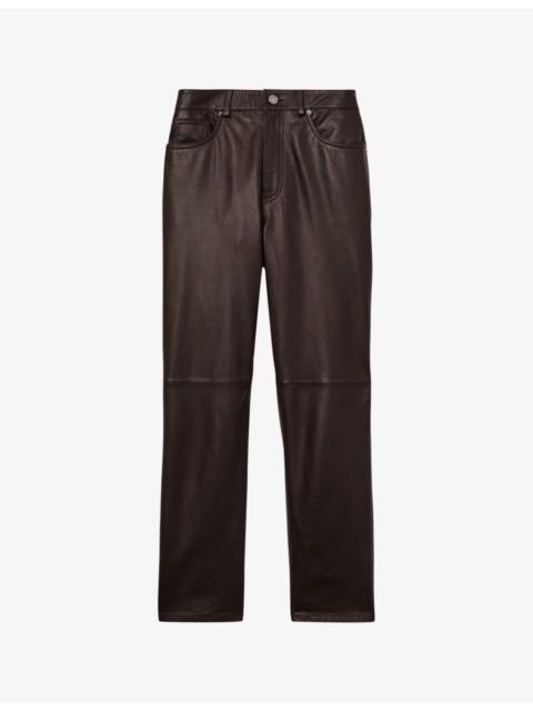 REISS Verona slim-leg high-rise leather trousers
