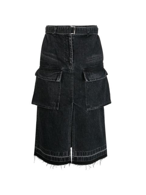 cargo-pocket denim skirt