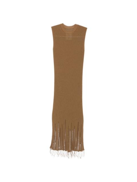 UMA WANG distressed ribbed-knit maxi dress