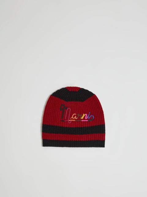 Marni BLACK AND RED SHETLAND BEANIE