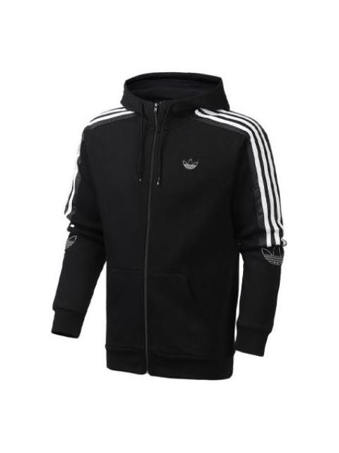 adidas originals logo Printing Casual Hooded Jacket Black ED4695