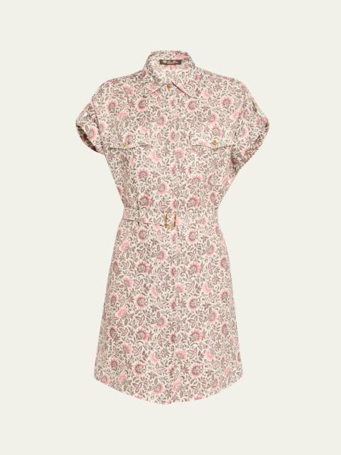 Loro Piana Idris Riserva San Nicolo Twill Belted Mini Shirtdress