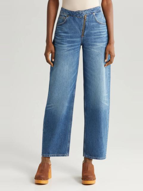 Angled Zip Barrel Jeans