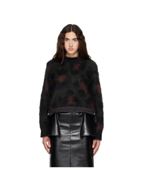 sacai Green Leopard Mohair Knit Pullover Sweater