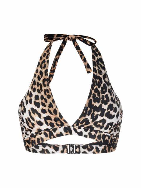 GANNI leopard-print bikini top