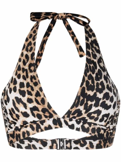 GANNI leopard-print bikini top