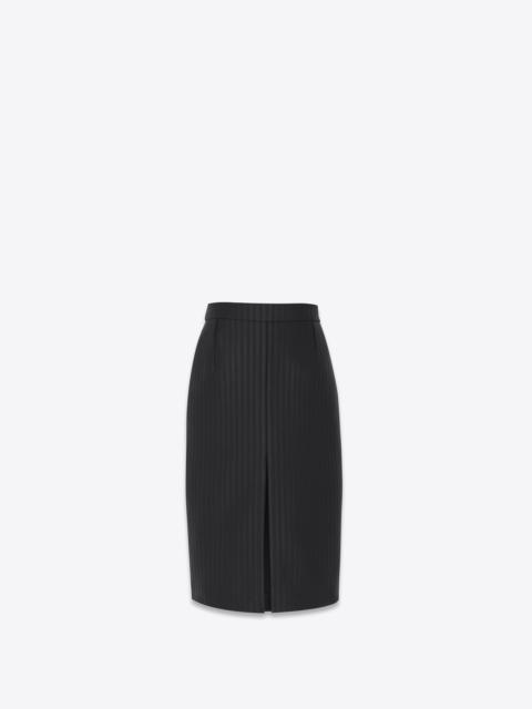 SAINT LAURENT pencil skirt in striped wool and silk
