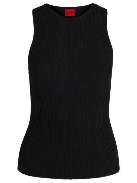 HUGO SLEEVELESS RACER-BACK TOP IN RIBBED CREPE FABRIC
