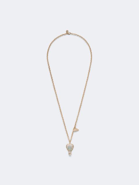 SYDNEY EVAN Hot Air Balloon and Cloud 14kt gold chain necklace with aquamarine and diamonds