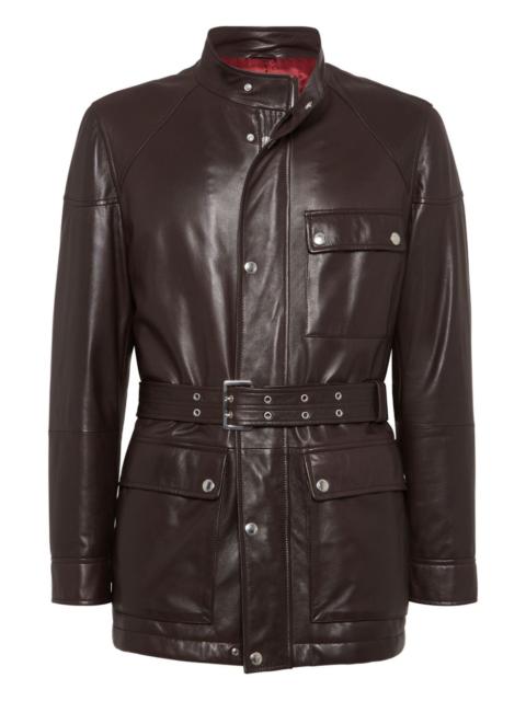 Brunello Cucinelli belted leather safari jacket