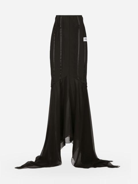 Dolce & Gabbana Long silk skirt with mermaid ruffle