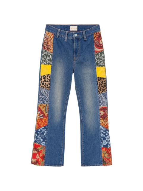 Alice + Olivia patchwork-panel flared jeans