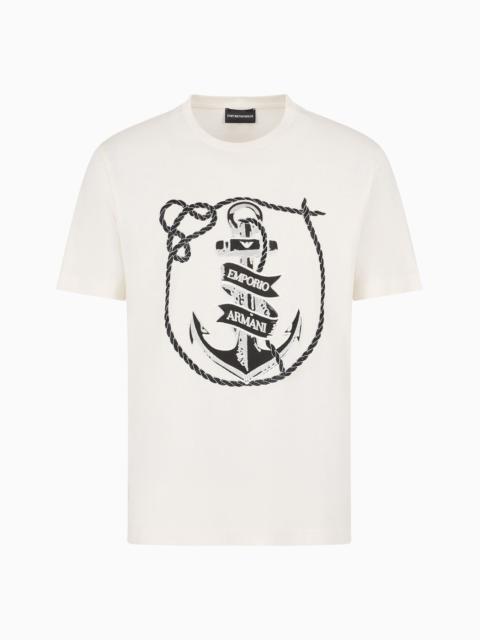 EMPORIO ARMANI Jersey T-shirt with anchor embroidery and ASV logo