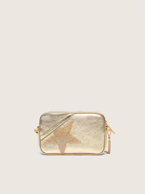 Golden Goose Mini Star Bag in platinum-colored leather with Swarovski star