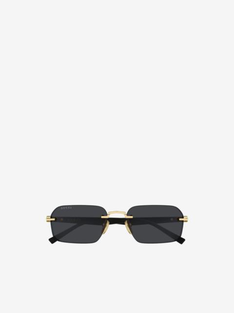 GUCCI rimless rectangle-frame sunglasses