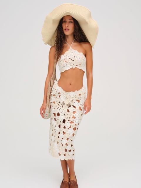 For Love & Lemons Floral Crochet Coverup Midi Skirt