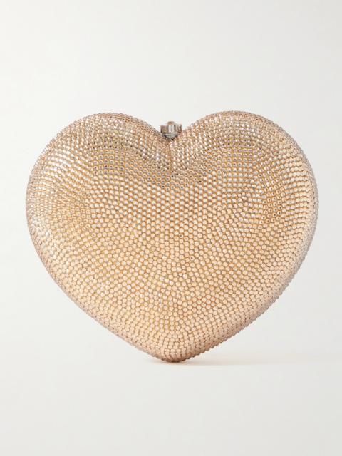JUDITH LEIBER L'amour Petit Coeur Crystal-embellished Gold-tone Clutch