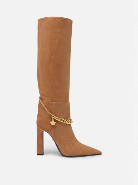 VERSACE Medusa Chain Suede Boots