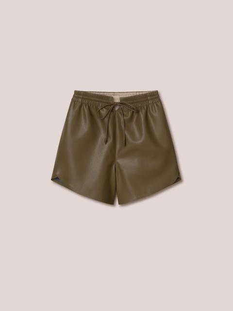 Nanushka JANNA - Vegan leather drawstring shorts - Olive