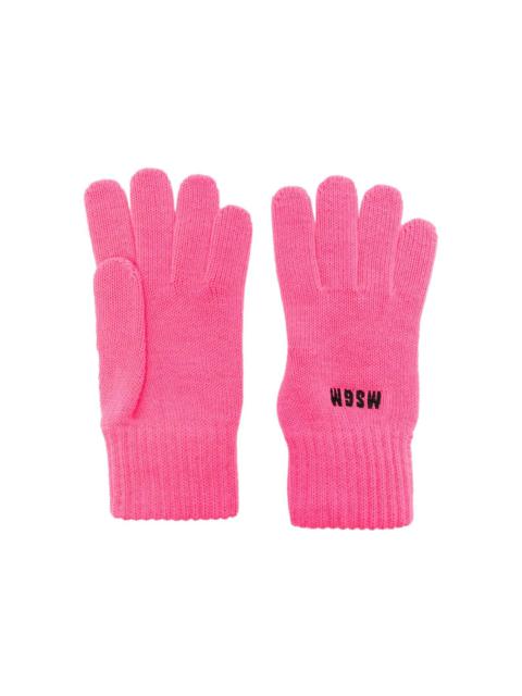 MSGM logo-embroidered knitted gloves