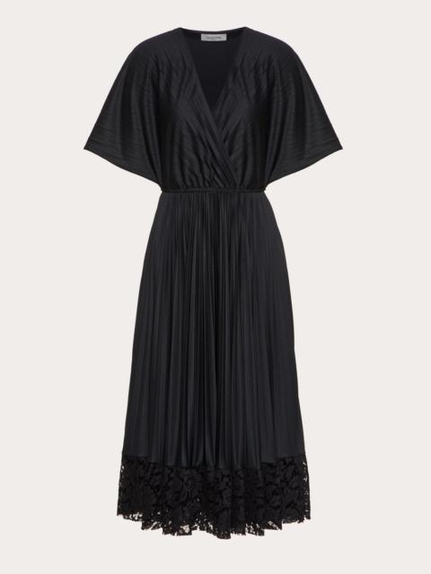 Jersey and Heavy Lace Pleated Dress