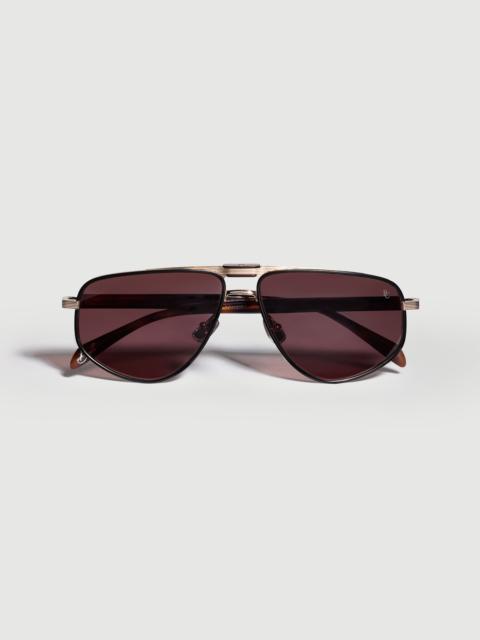 Brunello Cucinelli Dike 18k gold-plated titanium sunglasses with polarized lenses
