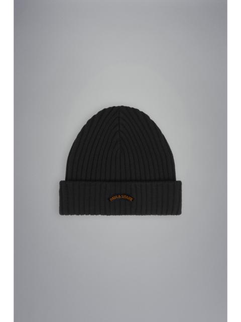 Paul & Shark RIBBED WOOL BEANIE WITH ICONIC BADGE