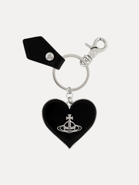 Vivienne Westwood GRAIN LEATHER MIRROR HEART ORB KEYRING
