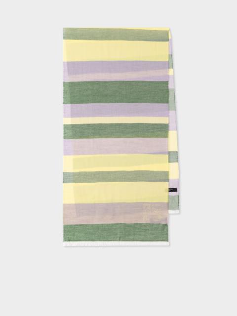 Paul Smith Green and Purple Cotton-Blend Scarf