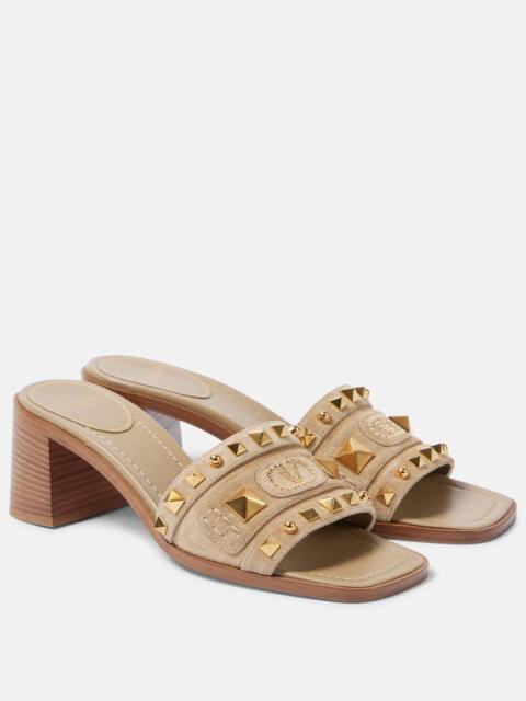 Valentino Plaster Caster 50 studded suede mules