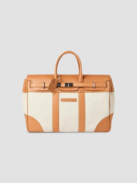Brunello Cucinelli Men's Grained Calfskin and Cowhide Country Bag - Ivory