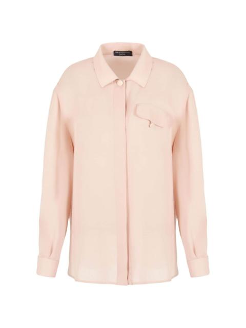 buttoned-pocket silk shirt