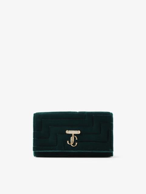 JIMMY CHOO Avenue Wallet with Chain
Dark Green Avenue Velvet Wallet with Chain