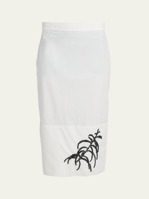 Plan C Embroidered Midi Cotton Skirt
