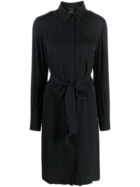 PINKO monogram-pattern belted shirtdress