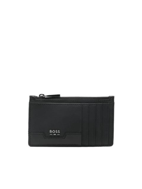 BOSS zip logo-plaque cardholder