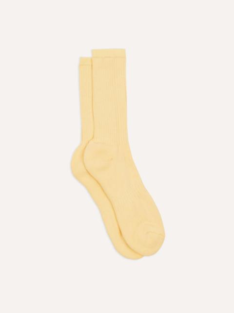 Drake's Light Yellow Cotton Sports Socks