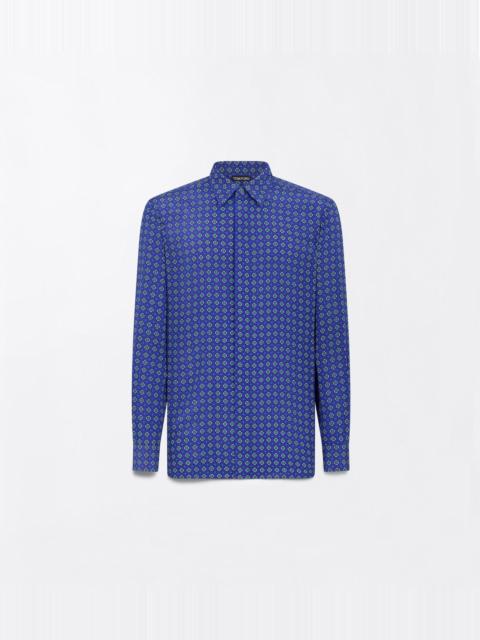 TOM FORD GEOMETRIC DIAMOND PRINT CREPE DE CHINE FLUID FIT SHIRT