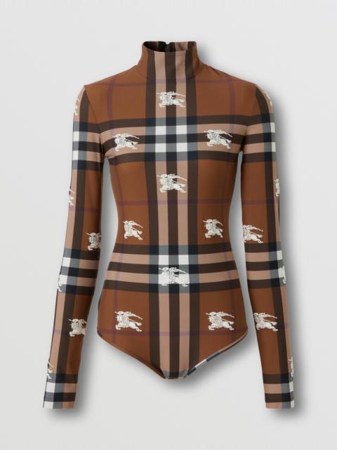 Burberry Embroidered EKD Check Stretch Jersey Bodysuit