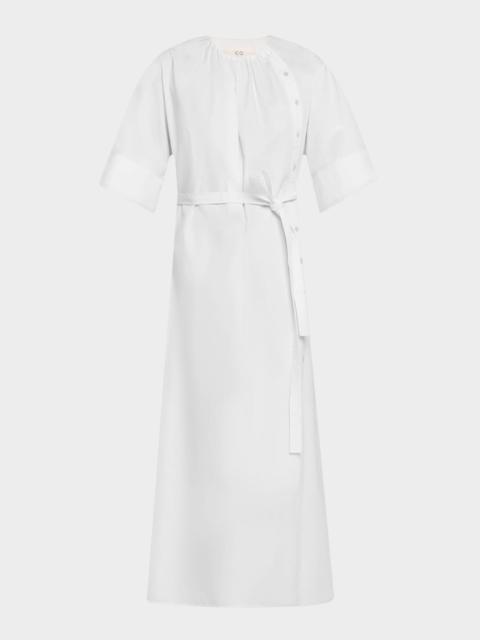 CO Gathered Belted Midi Dress
