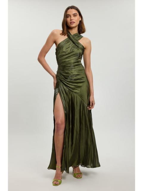KAREN MILLEN Liquid Metallic Split Woven Maxi Dress