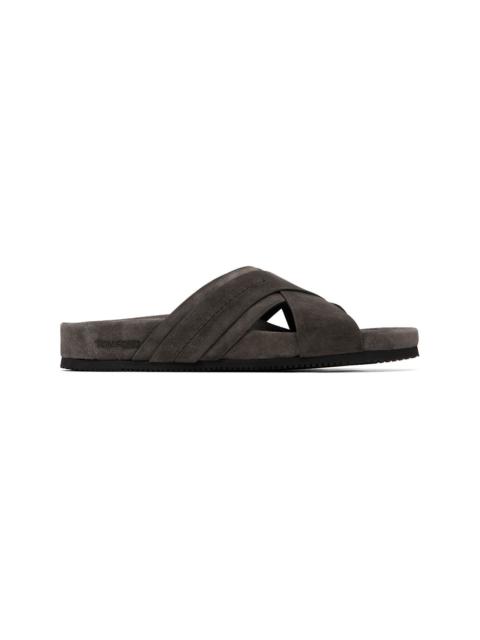 TOM FORD Gray Suede Wicklow Slides
